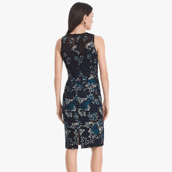 NWT - WHBM Sleeveless Embroidered Mesh Sheath Dress - Picture 2 of 11